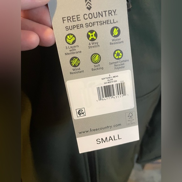 NWT Free Country Men's Olive Green Softshell Jacket, size small - Picture 4 of 4